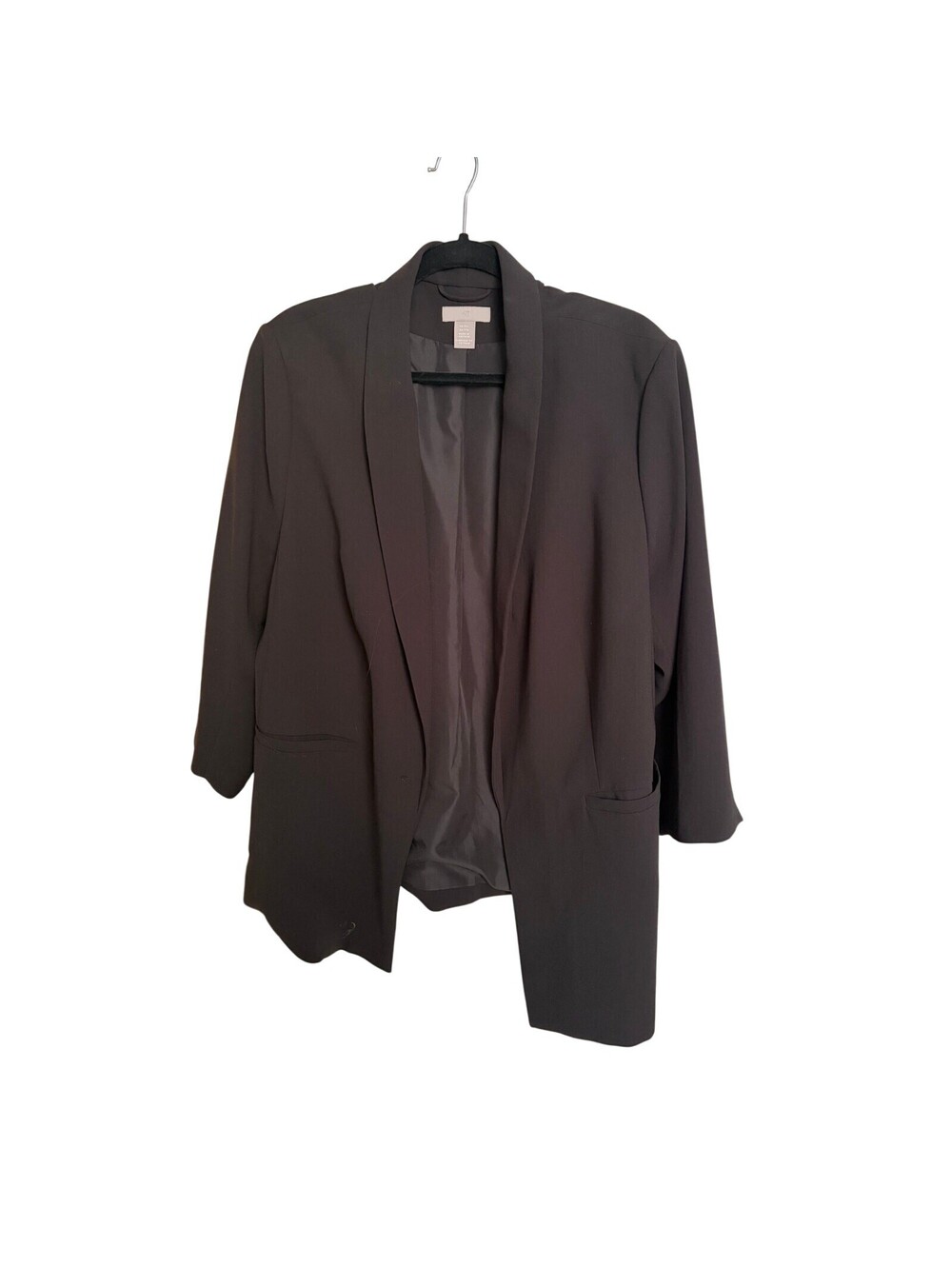H&M Black Open Front Blazer XXL Polyester Lined Career Office